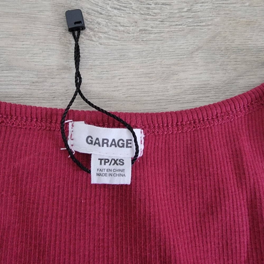 Garage Scoop Neck Ribbed Tank Top Sour Cherry Burgundy Maroon sz XS - Picture 5 of 5